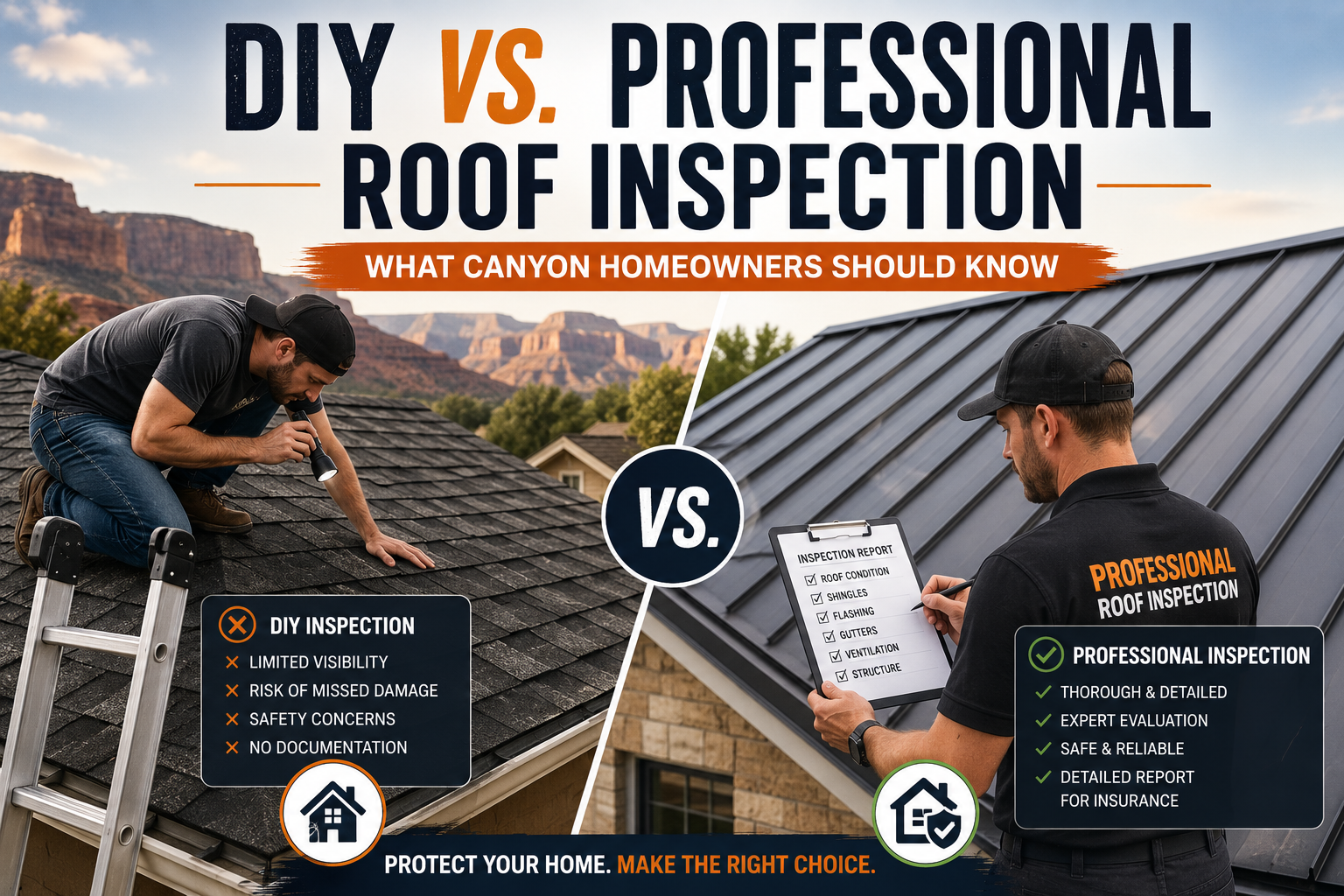 DIY vs Professional Roof Inspection: What Canyon Homeowners Should Know